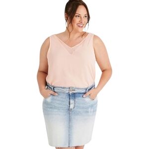 MAURICE'S Pink Sheer Inset V-Neck Tank Top Size Large